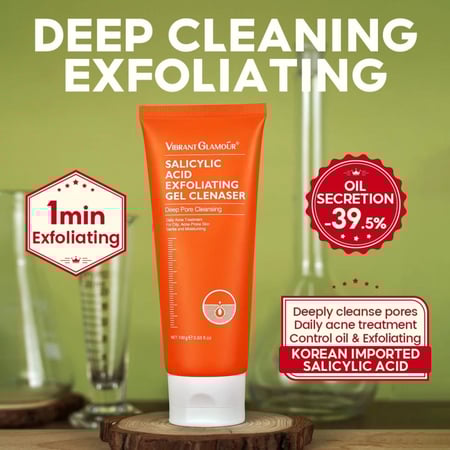 منظف ​​جل مقشر بحمض الساليسيليك، تنظيف لطيف، علاج حب الشباب، التحكم في الزيت، تفتيح الوجه مهديء للبشرة .