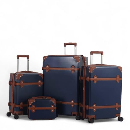 طقم حقائب سفر كلاسيكي فاخر - 4 قطع - مصمم ليجمع بين سحر الماضي وراحة الحاضر