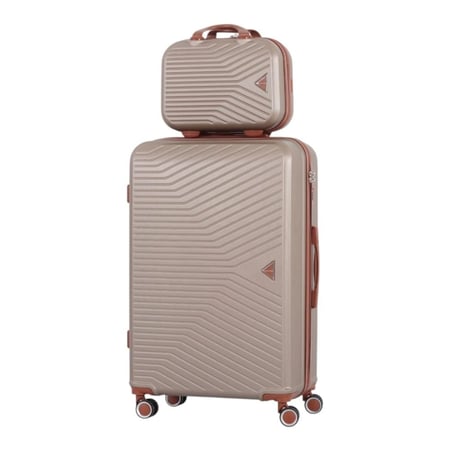 طقم حقائب سفر دبش عروسة - مكون من 7 قطع يشمل 5 شنط تروللي وشنطتين للمكياج -بكفرات دبل صامتة - ماركة AVIATOR