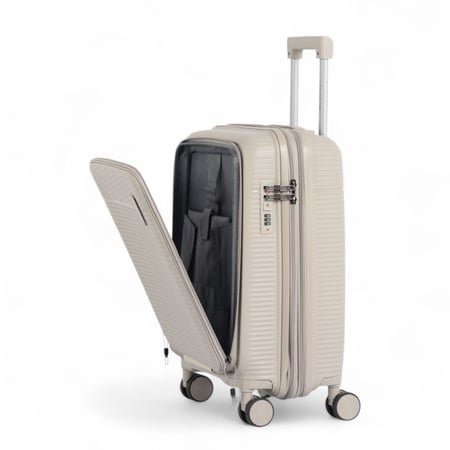 حقيبة  سفر ضد الكسر من خامة البولي بروبيلين مقاس 20 انش - بدبل كفرات من ماركة AVIATOR - ضمان سنة   شامل الكسر