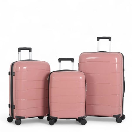 طقم حقائب سفر - مكون من 3 قطع - مصنوع من البولي بروبلين ضد الكسر (مجموعة متكاملة لكل رحلة)