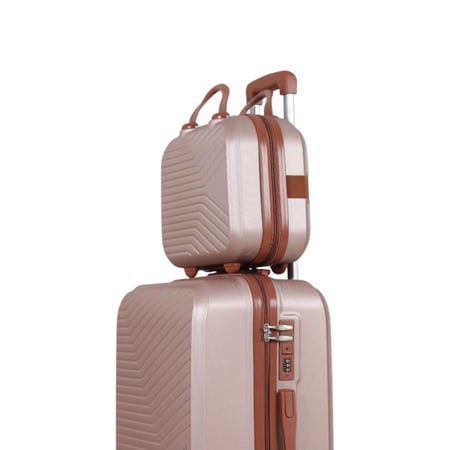 طقم شنط فايبر ABS مكون من 4 قطع يشمل حقيبة مكياج  - ماركة AVIATOR