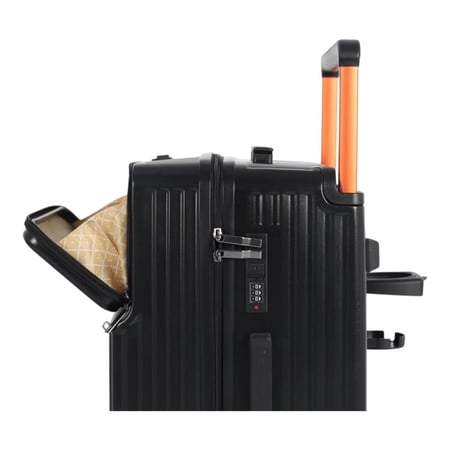 طقم حقائب سفر صلبه مكون من 3 قطع بكفرات دبل وحامل كوب وقفل رقمي ثابت