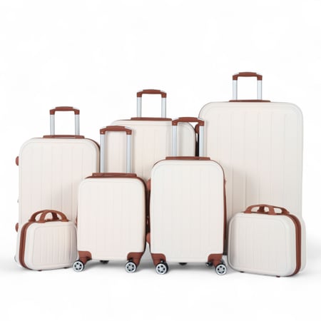 طقم شنط سفر دبش عرايس 7 قطع بسحاب متين - كفرات مزدوجة 360 درجة  من ماركة AVIATOR