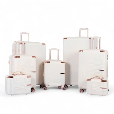 طقم شنط سفر دبش عرايس 7 قطع بسحاب متين - كفرات مزدوجة 360 درجة من ماركة AVIATOR