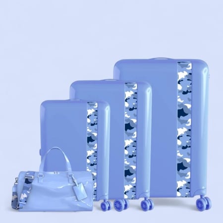 طقم شنط سفر - ضد الكسر - باكج أنيق ومتين مصنوع من مادة البولي كربونات ماركة / Bande à Part / مكون من 4 قطع - ويشمل حقيبة يد مقاس 55 سم  - بالاضافة الى 3 تلبيسات حماية لشنط السفر وبطاقات تعريفية