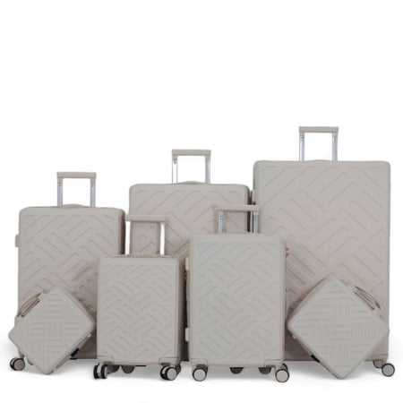 طقم شنط 7 قطع  دبش عرائس يشمل 5 شنط تروللي وشنطتين للمكياج -بكفرات مرنه -وقفل رقمي ثابت- من ماركة RED SEA