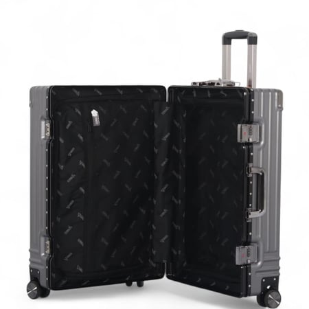 طقم حقائب سفر فاخر من الألمنيوم: متانة وأناقة لا تضاهى - مكون من 2 قطع - بكفرات دبل واقفال مزدوجة ضد السرقة