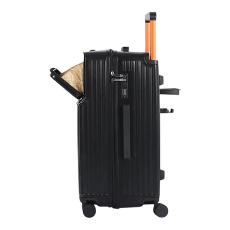 طقم حقائب سفر صلبه مكون من 3 قطع بكفرات دبل وحامل كوب وقفل رقمي ثابت