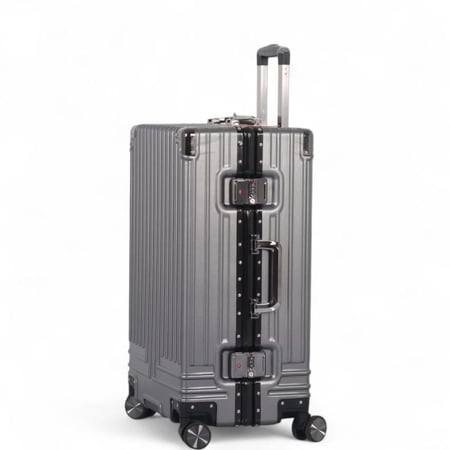 طقم حقائب سفر فاخر من الألمنيوم: متانة وأناقة لا تضاهى - مكون من 2 قطع - بكفرات دبل واقفال مزدوجة ضد السرقة