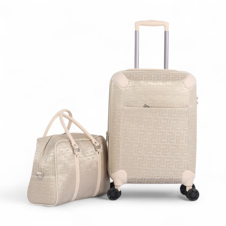 شنطة سفر كلاسيكية مغطاة بجلد – ضد الكسر – حقيبة سفر مقاس 20 بوصة مع حقيبة يد أنيقة