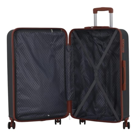 طقم شنط فايبر ABS مكون من 4 قطع يشمل حقيبة مكياج  - ماركة AVIATOR - اخضر غامق مع بني