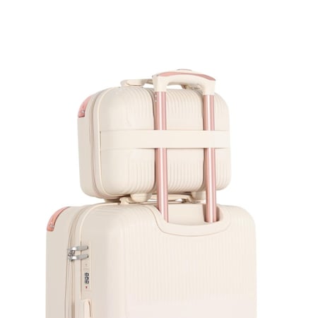 طقم حقائب سفر دبش فاخر: خيار مثالي للعرائس والمسافرين المتميزين مكون من 6 قطع ويشمل حقيبتين يد - كفرات دبل ومرنة - قفل رقمي ثابت ضد السرقة