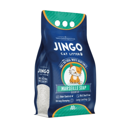 جينغو معطر رمل القطط برائحة الصابون الرمل ومستلزماته - انياب