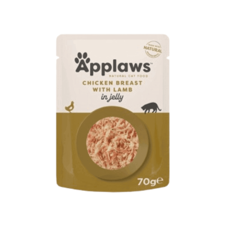 ابلاوز طعام رطب للقطط صدور الدجاج مع لحم الضأن في الجيلي 70 جرام