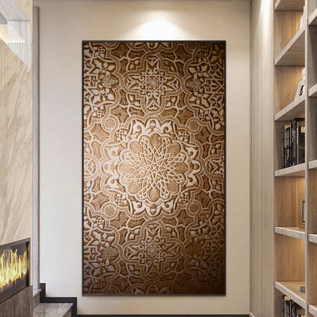 لوحة قماشية بتصميم هندسي مع برواز