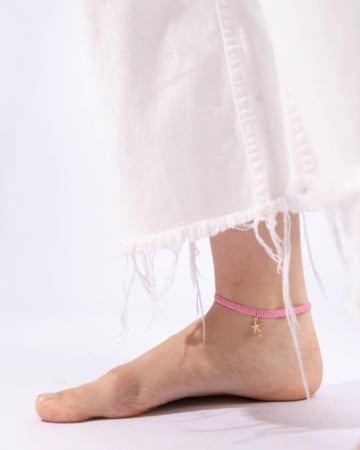 Pink/Yellow Beaded Friendship Anklet