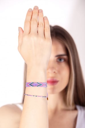 Purple Rose gold Beaded Friendship Bracelet