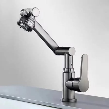 خلاط مغسلة متحرك 360 درجة رمادي