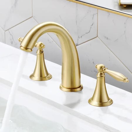 خلاط مغسلة 3 فتحه مدور ذهبي مطفي