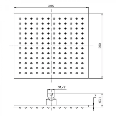 طاسة دش ستانلس ستيل مربع 25*25 سم