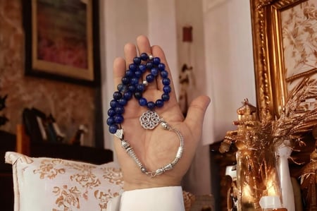سبحة حجر طبيعي  Chrysocolla  كريزوكولا