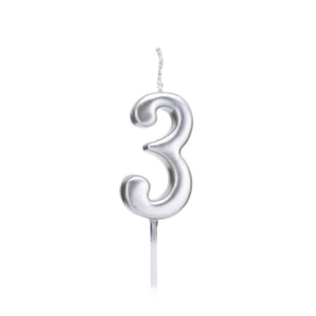 شمعة رقم  3 فضي