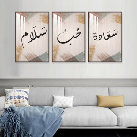 ثلاث لوحات جدارية مع برواز واكريلك شفاف