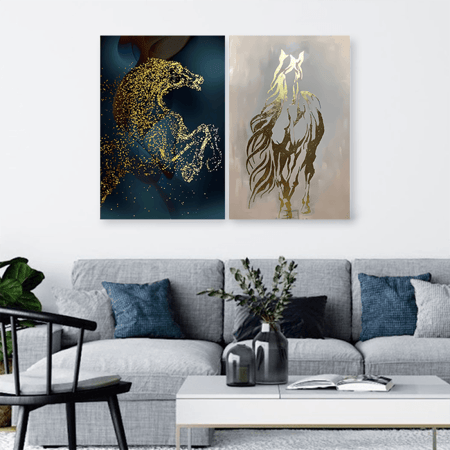 لوحة قماشية ثنائية بتصميم حصان