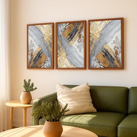 لوحات ثلاثية قماشية مودرن - بتصميم تجريدي - كل قطعة 40×60 سم