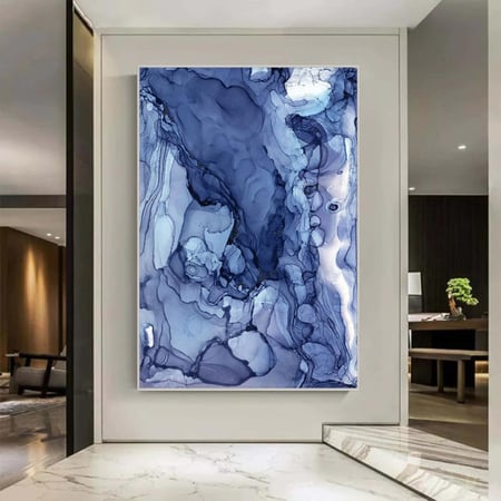 لوحة قماشية بتصميم الفن التجريدي مع برواز مجوف