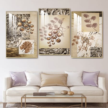 ثلاث لوحات جدارية مع  برواز واكريلك شفاف