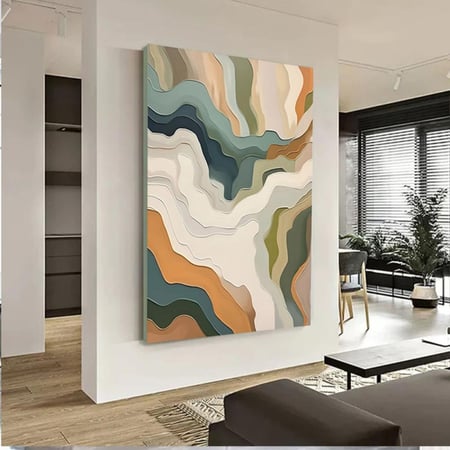 لوحة جدارية بتصميم فن تجريدي مع برواز و طبقة اكريلك
