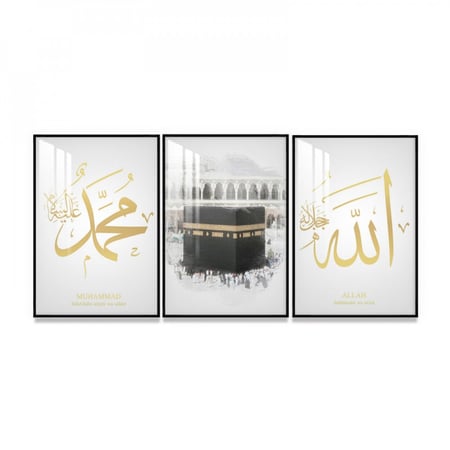 ثلاث لوحات جدارية مع برواز واكريلك شفاف