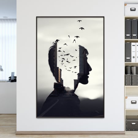 لوحة قماشية بتصميم مودرن مع برواز مجوف