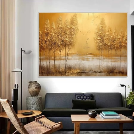 لوحة قماشية بتصميم الفن التجريدي مع برواز مجوف