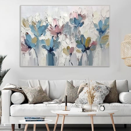 لوحة قماشية بتصميم ورود مع برواز مجوف