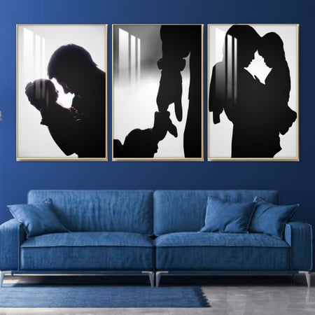 ثلاث لوحات جدارية مع  برواز واكريلك شفاف