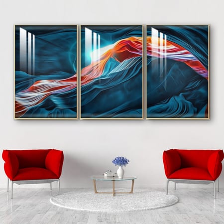 ثلاث لوحات جدارية مع  برواز واكريلك شفاف