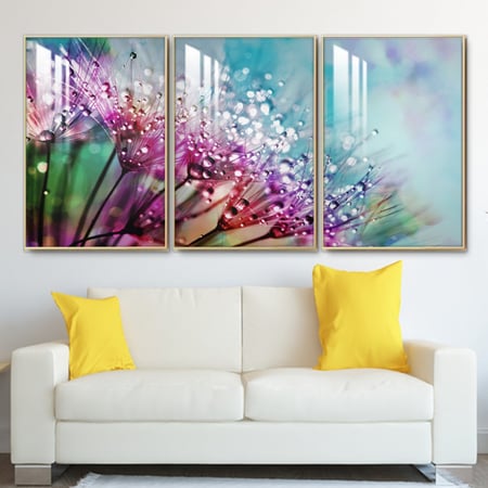 ثلاث لوحات جدارية مع  برواز واكريلك شفاف