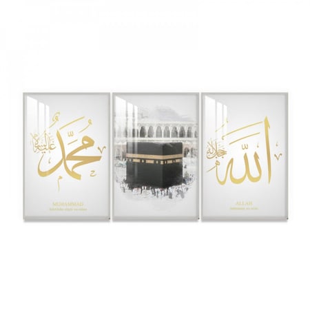 ثلاث لوحات جدارية مع برواز واكريلك شفاف