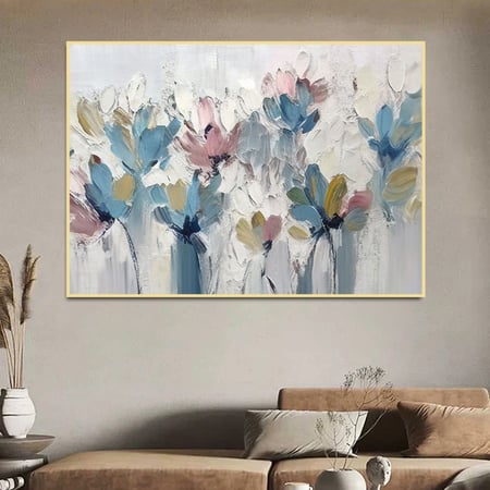 لوحة قماشية بتصميم ورود مع برواز مجوف