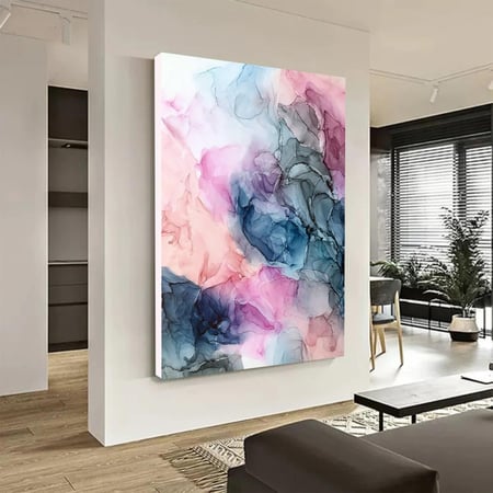 لوحة قماشية بتصميم الفن التجريدي مع برواز مجوف