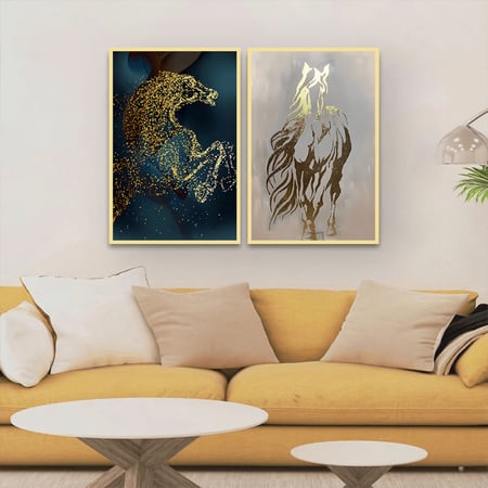 لوحة قماشية ثنائية بتصميم حصان