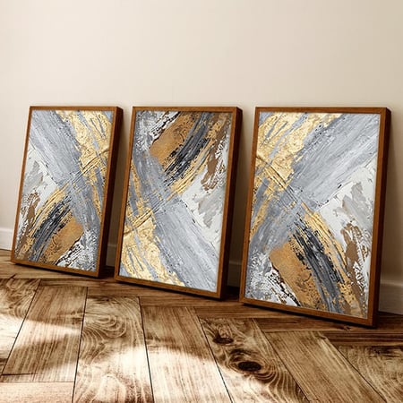 لوحات ثلاثية قماشية مودرن - بتصميم تجريدي - كل قطعة 40×60 سم