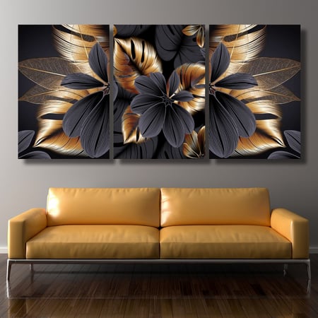 ثلاث لوحات قماشية بتصميم وردة