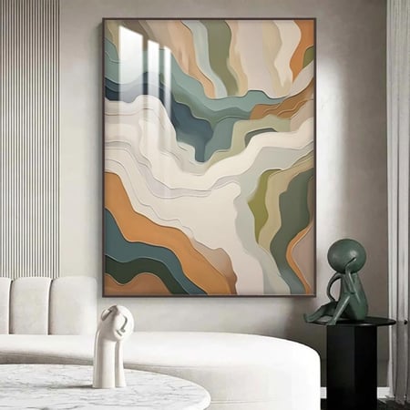 لوحة جدارية بتصميم فن تجريدي مع برواز و طبقة اكريلك