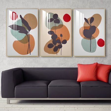 ثلاث لوحات جدارية مع  برواز واكريلك شفاف