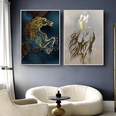 لوحة قماشية ثنائية بتصميم حصان