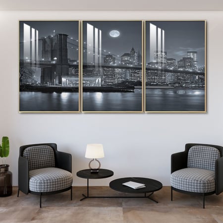 ثلاث لوحات جدارية مع  برواز واكريلك شفاف